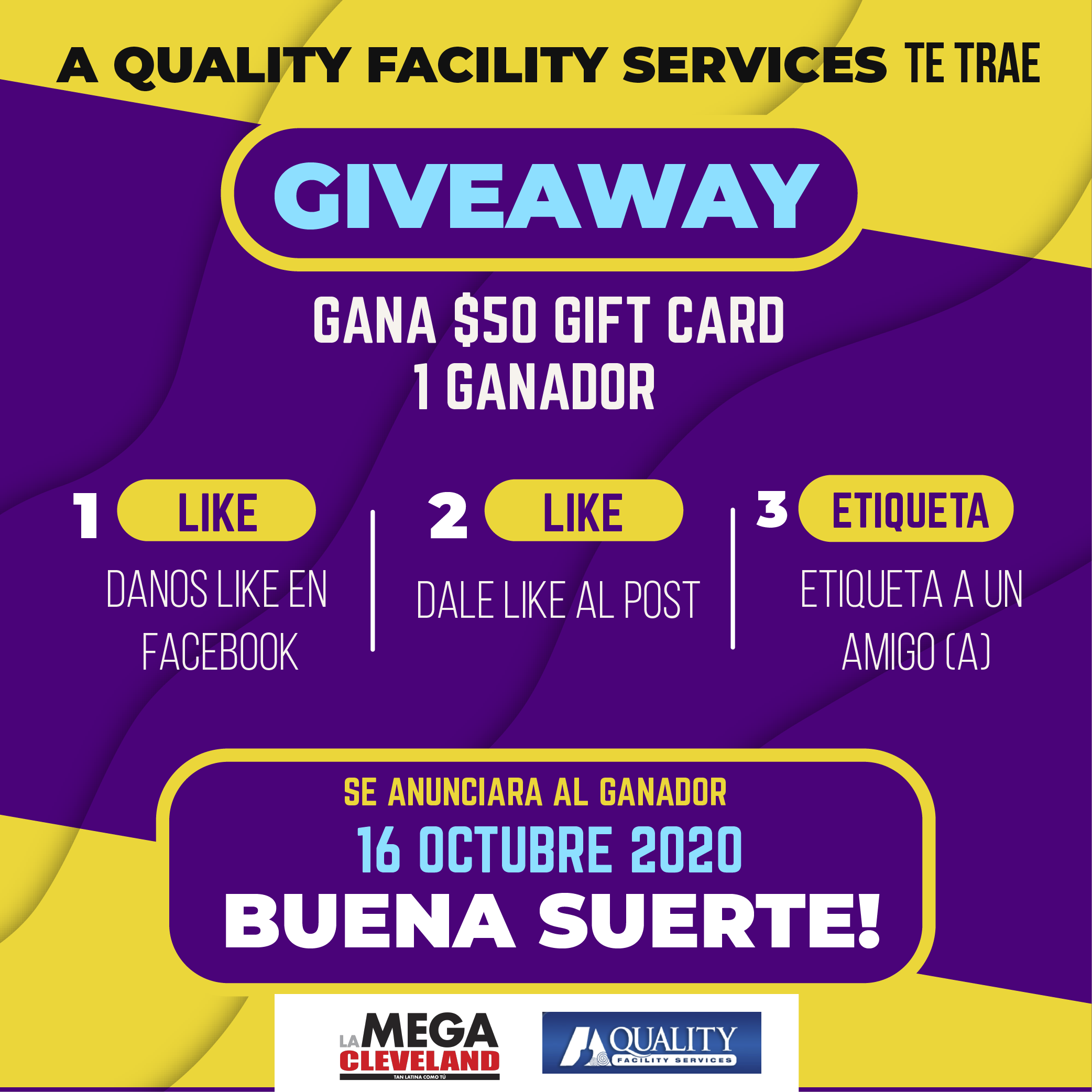 Giveaway! Gana una gift card con A Quality Facility Services