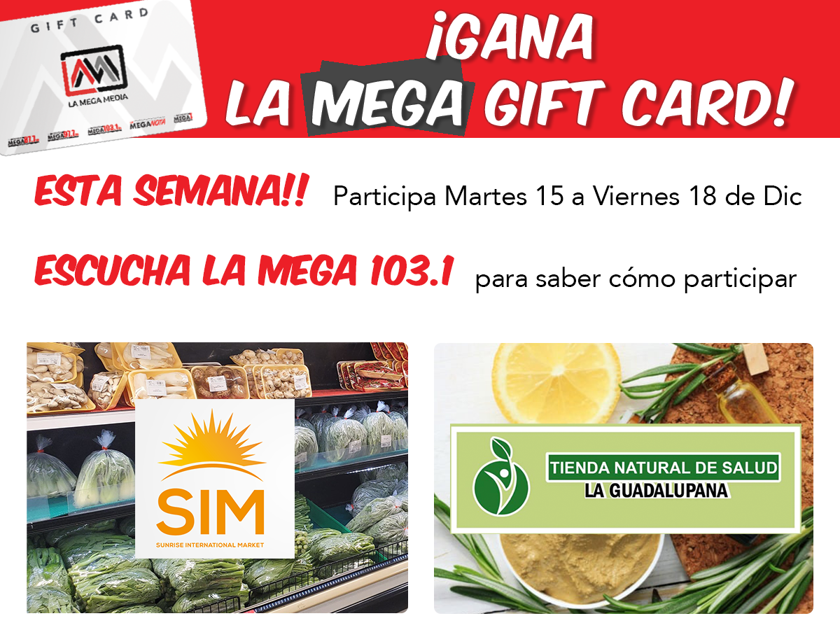 La Mega Gift Card: Sunrise International Market & Tienda Naturista La Guadalupana